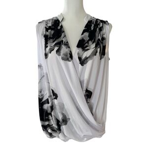 Nygard Ladies White & Black Watercolor Sleeveless "Missy" Top, Size Large